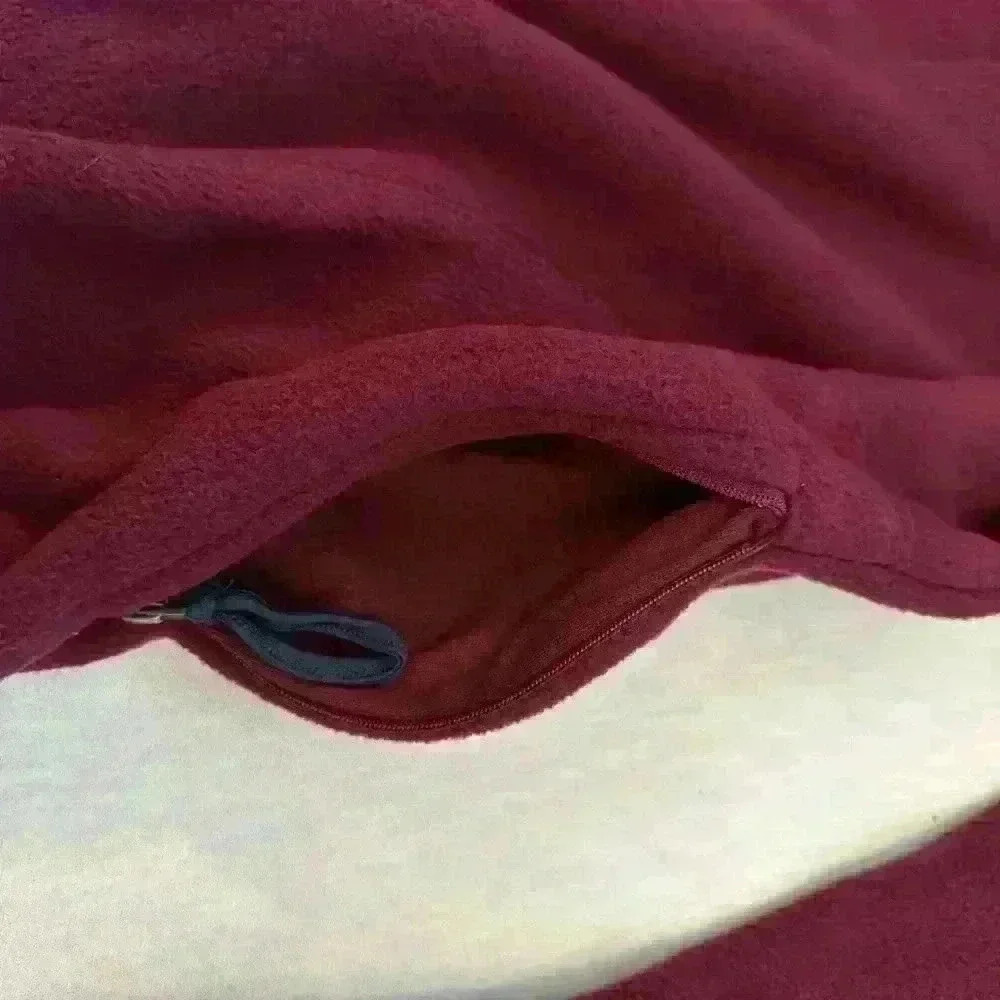 NWT Surf & Swim Co Burgundy & Navy Quarter Zip Polar Fleece w/ Pockets Mens XXL - Picture 9 of 12